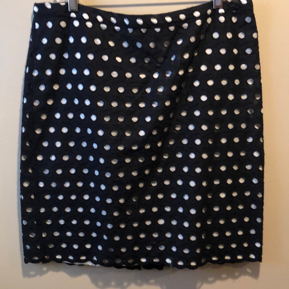 Loft black and white eyelet skirt